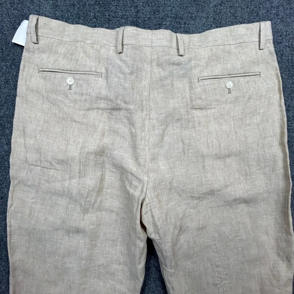 Tommy Hilfiger Hall Linen Pants Mens 40W x 34L Light Tan Straight Leg Coastal